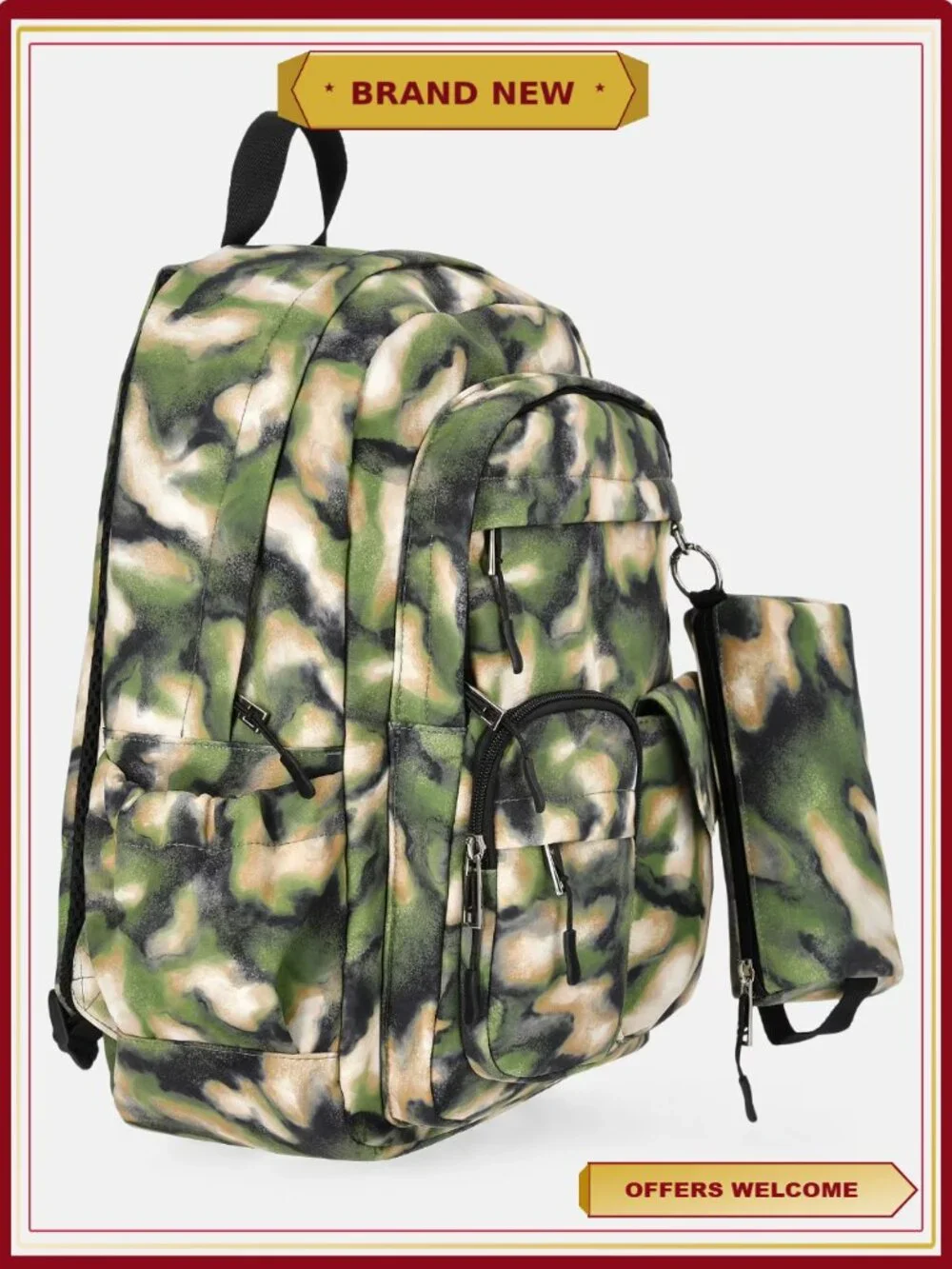 Tween Cargo Backpack with Pouch - Utility Street Style Bookbag